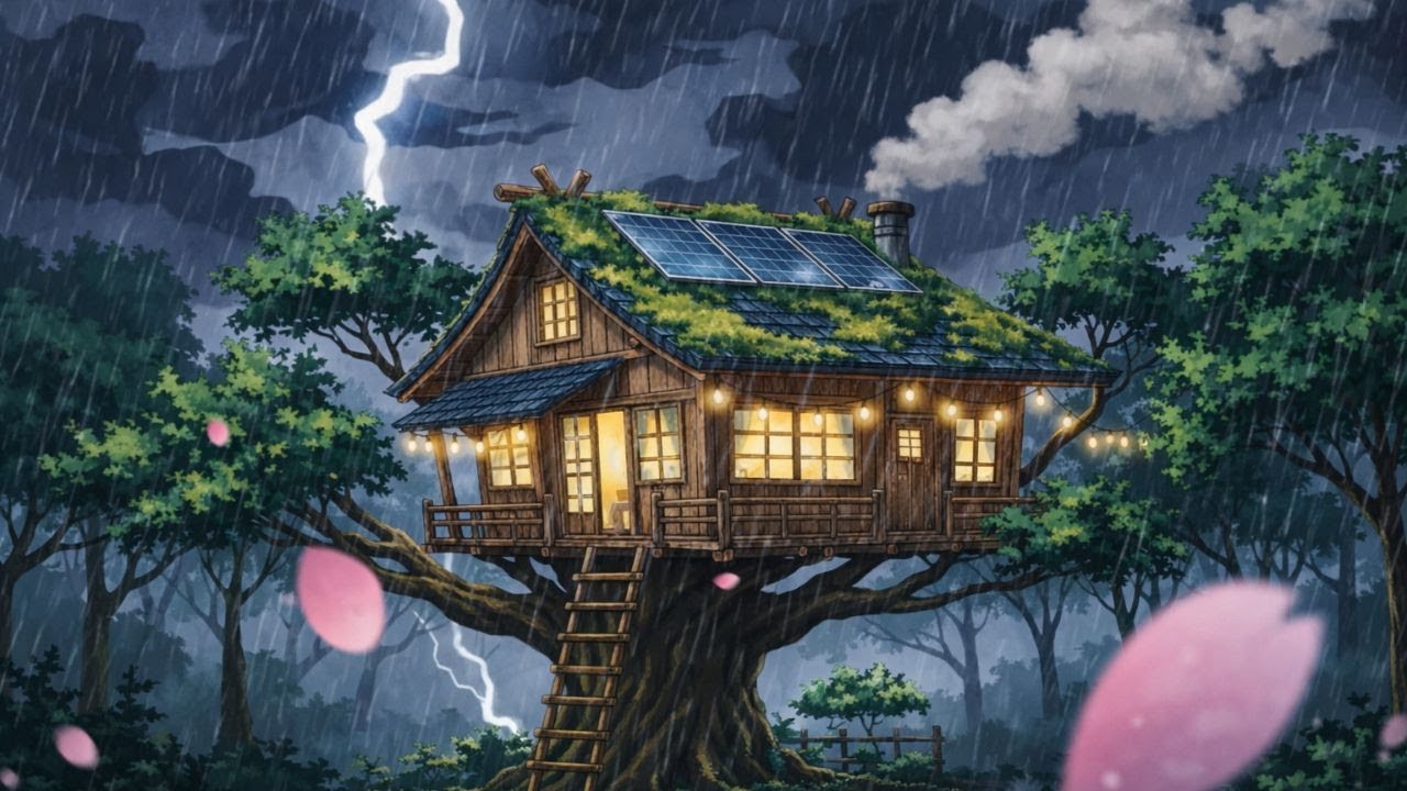 A Rainy Day Spent Together in a Tree House | Gentle Anime Ambience (Ghibli-Inspired)