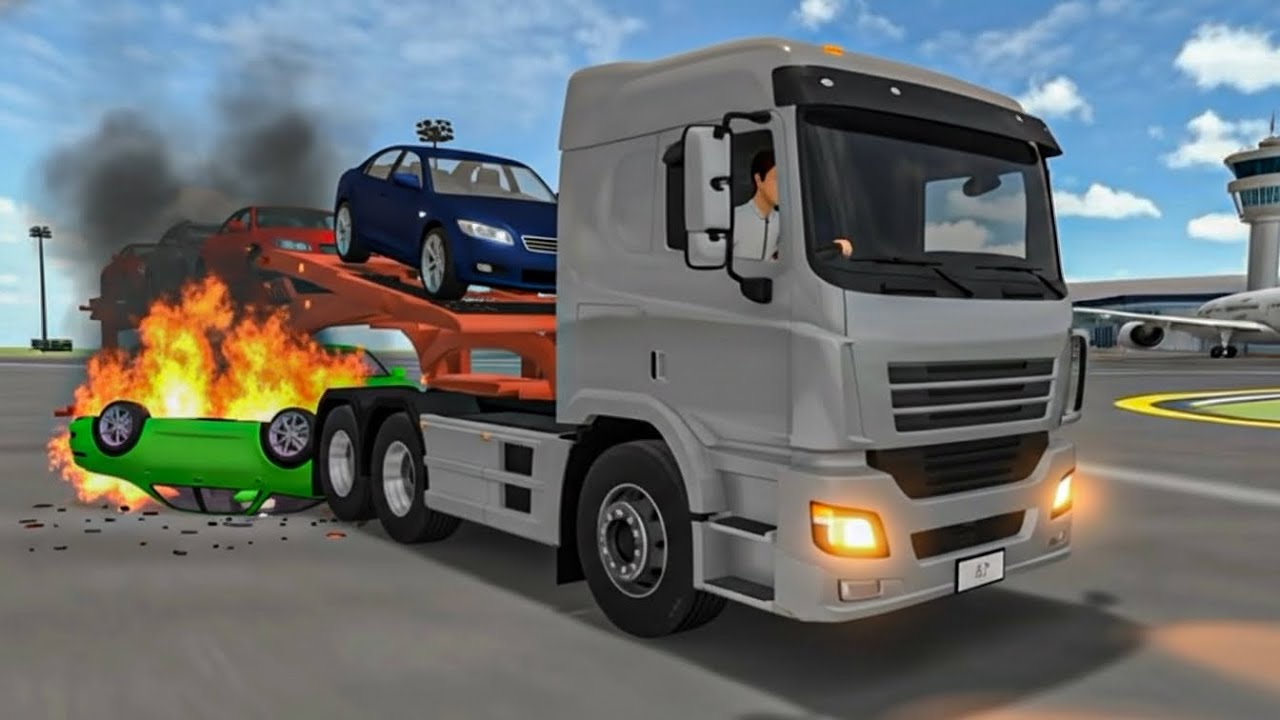 🚦🔥Car Carrier Truck FAILS! Cars on Fire in 3d driving class android game play 