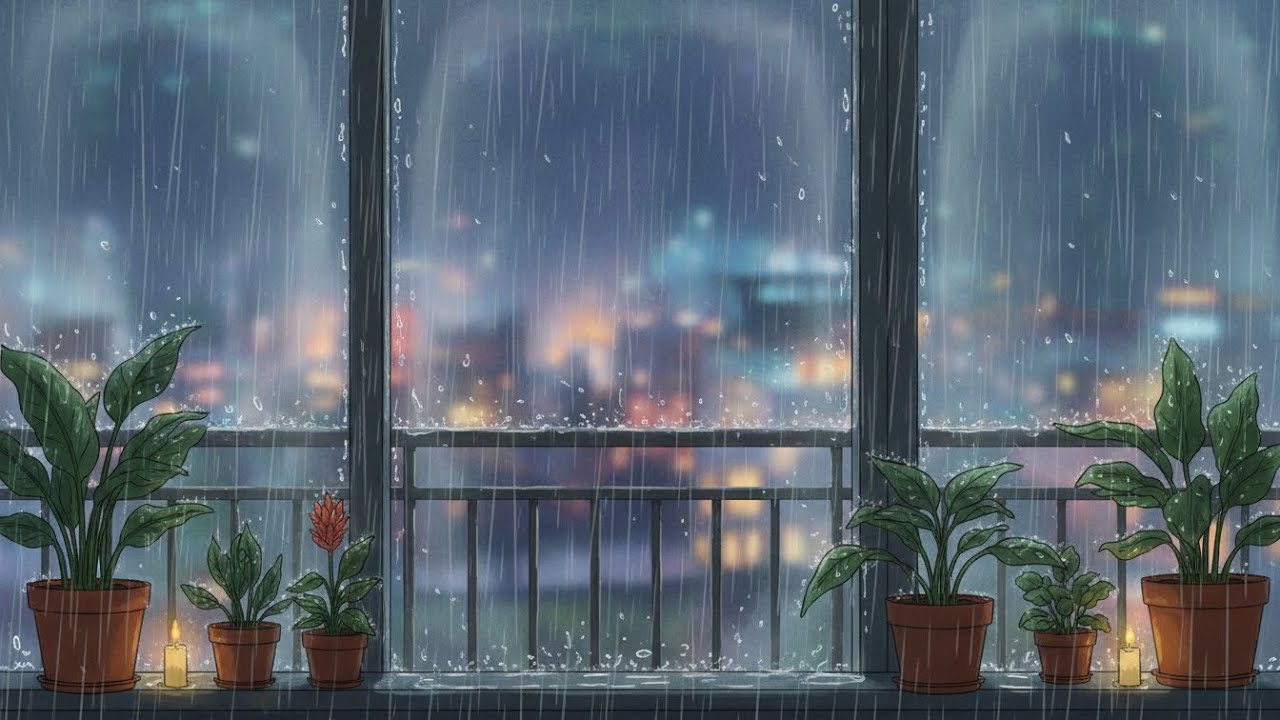 Rain on the Balcony | Cozy Evening ASMR Animation
