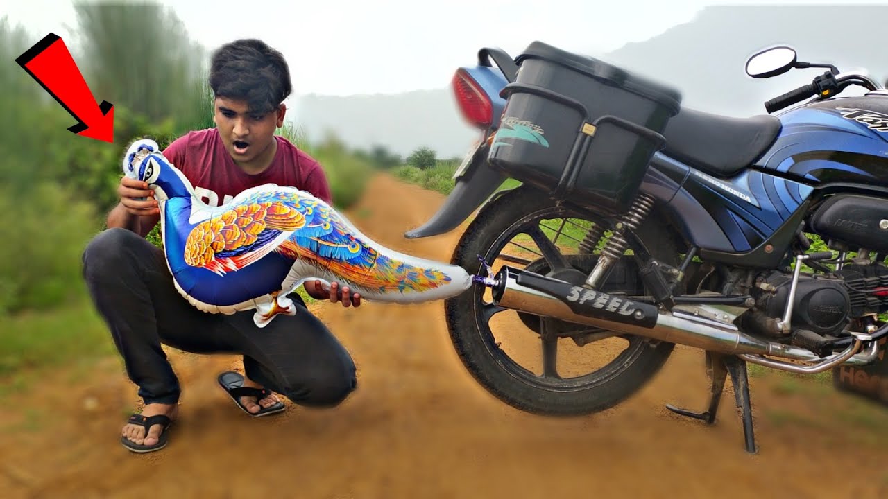 Peacock Balloon Vs Bike Silencer - Super Big Size Toy Balloon Create