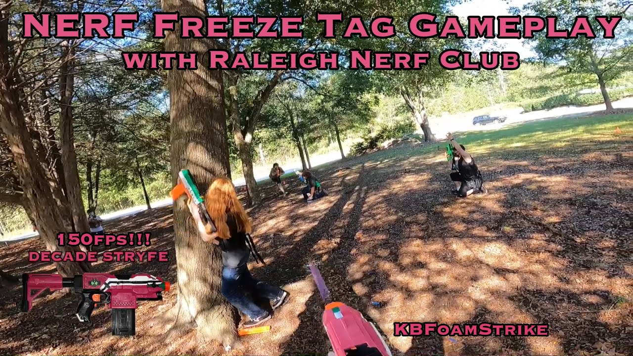 NERF BATTLE: 150fps Stryfe Freeze Tag Gameplay with Raleigh Nerf Club
