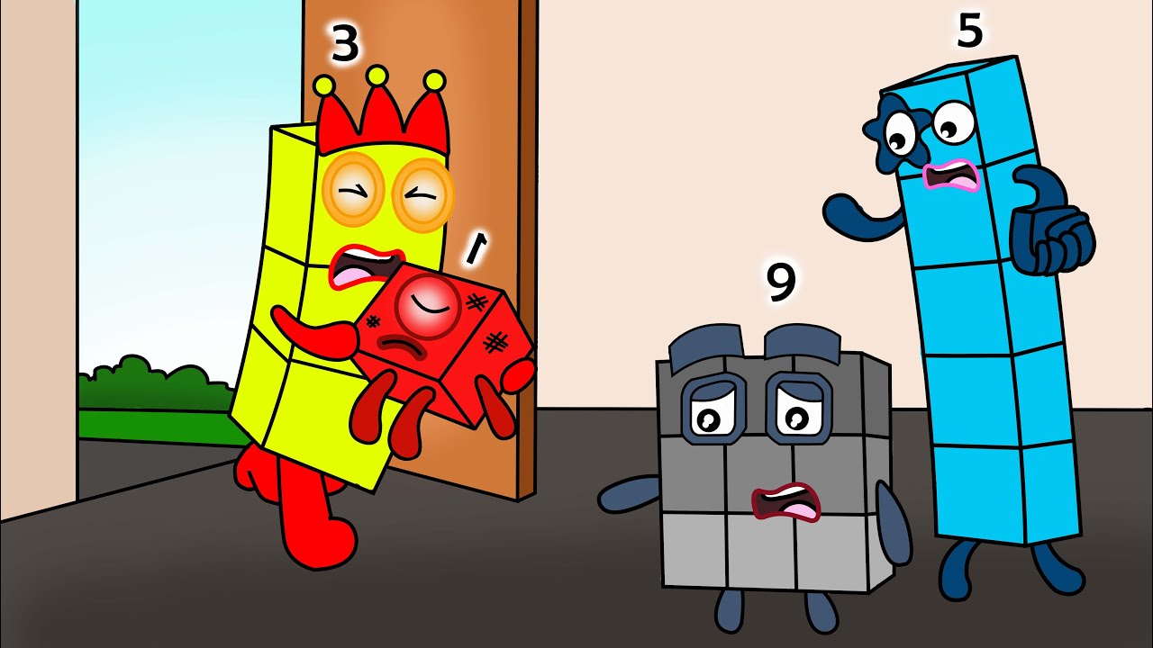 Numberblock 3 Rushes Numberblock 1 Inside for Help! - Numberblocks Fanmade Coloring Story
