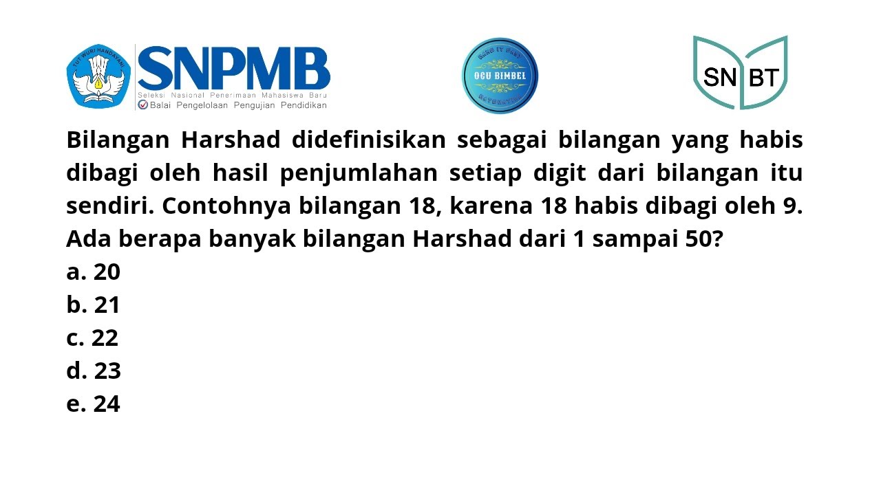 Pembahasan Tryout Penalaran Matematis SNBT Soal 23 (Bilangan Harshad)