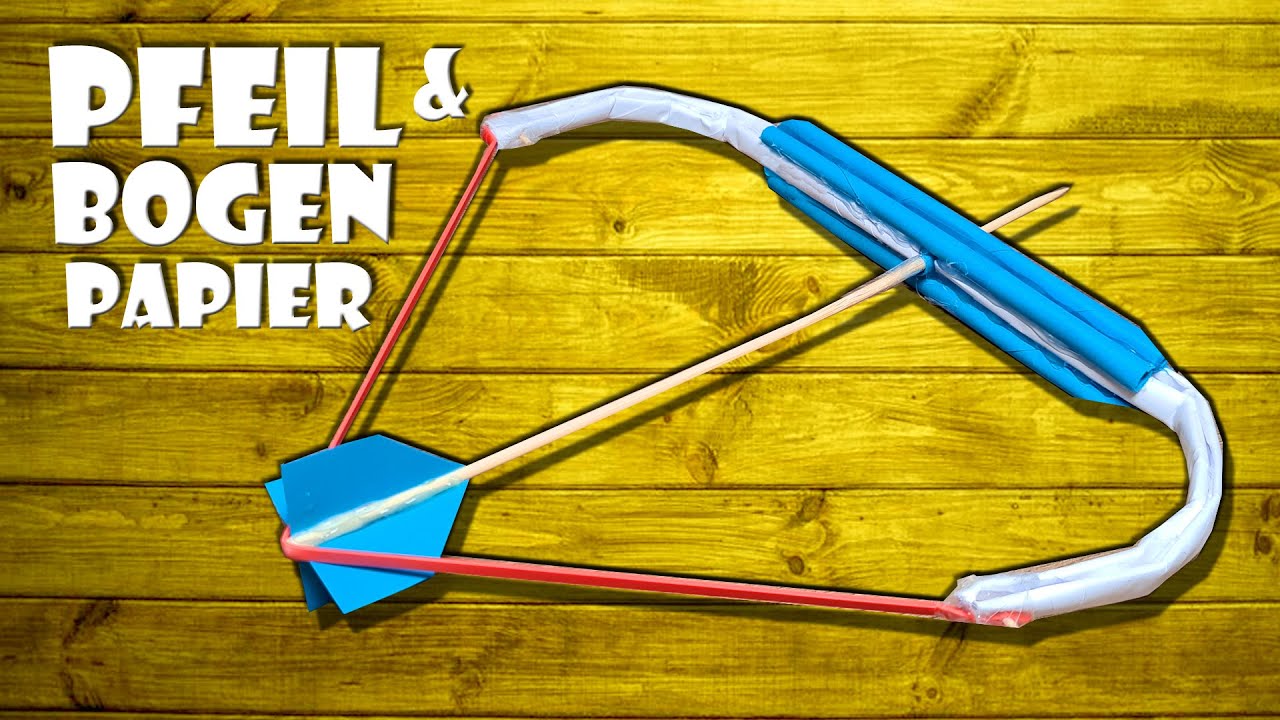 Pfeil und Bogen basteln Spielzeug Waffe aus Papier - paper bow and arrow DIY craft toy [4K]