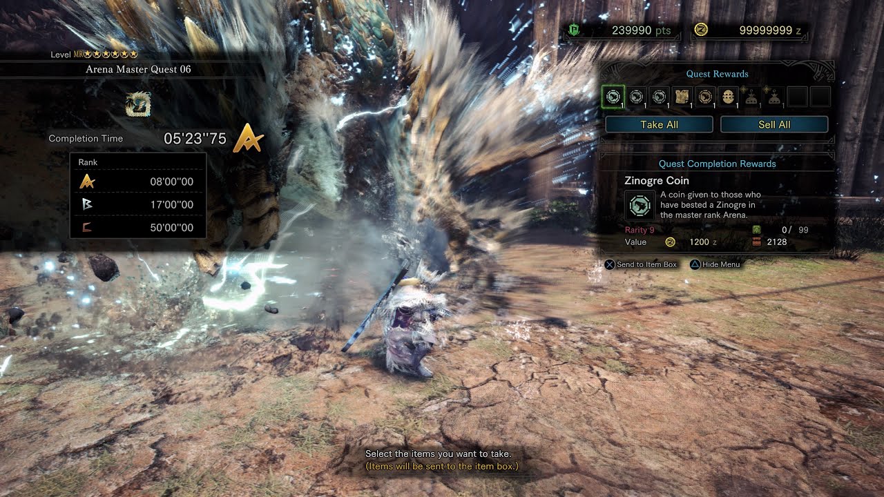 Arena Master Quest 6 - 5'23 (Ta Rules) Solo Longsword - Zinogre | MHWI
