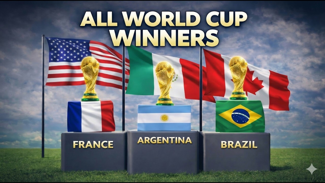 World Cup Winners List 1930-2026: History of Champions (3D Visualization)