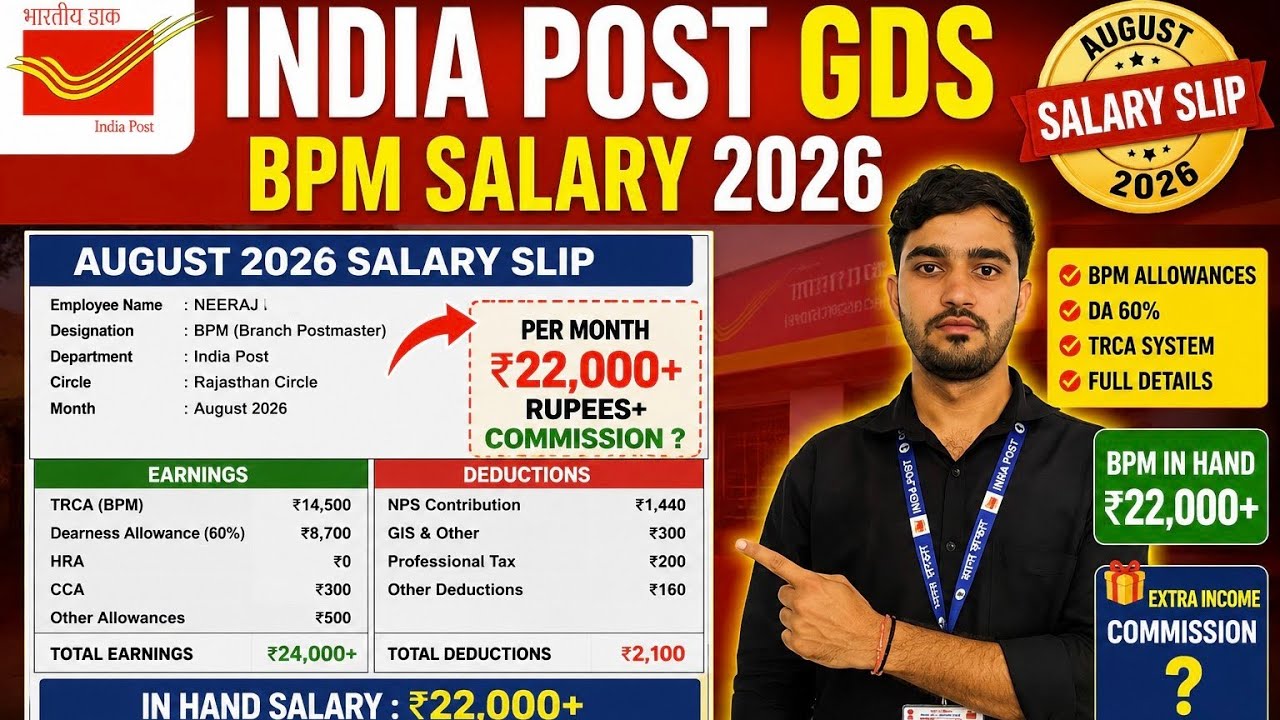India Post GDS BPM Salary 2026 | August Salary Slip ₹22,000+ GDS BPM Salary + Commission 🔥#bpm #gds