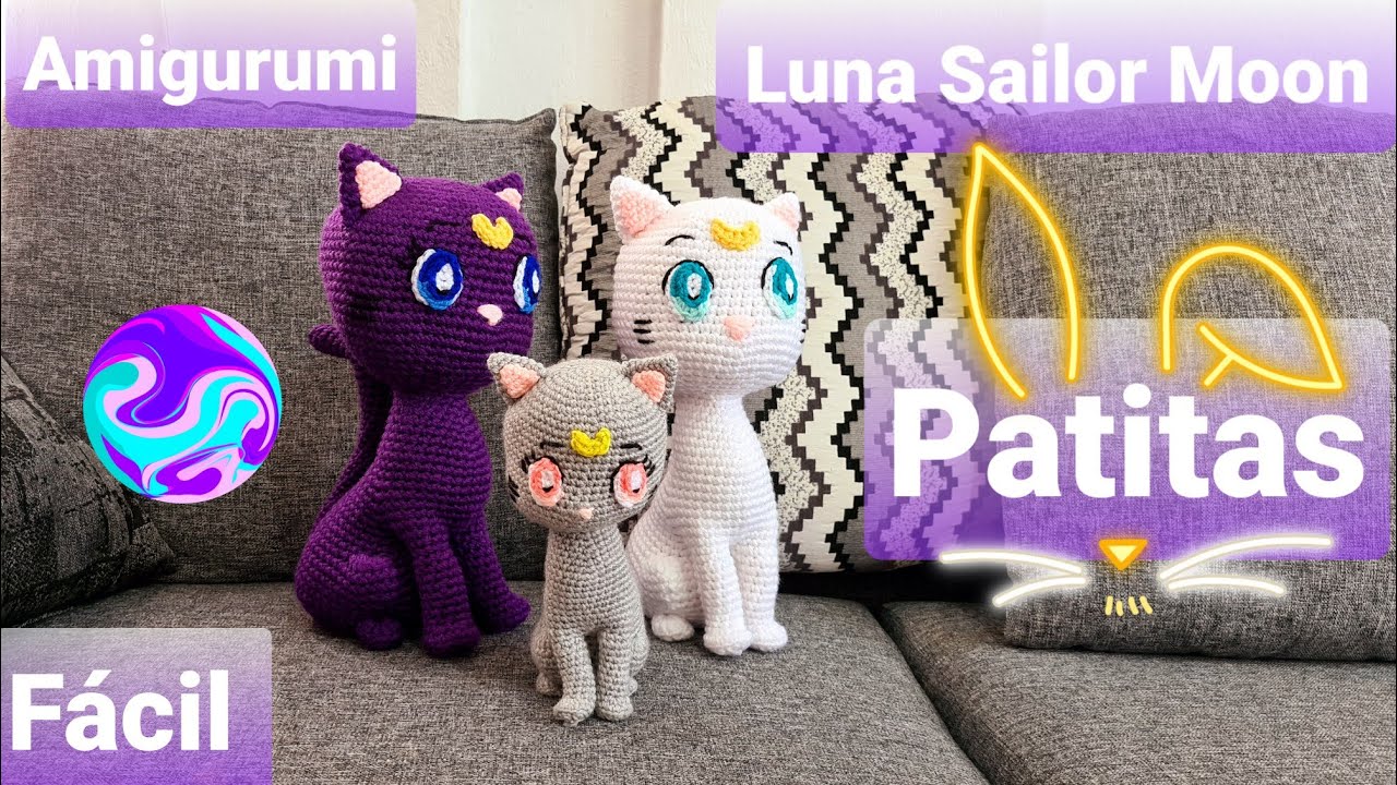 Amigurumi de Luna de Sailor Moon Fácil: Patas y Cola (3/4)
