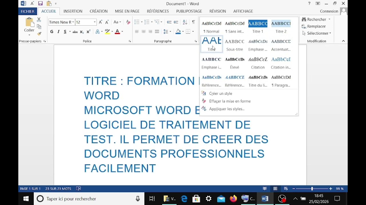 Word - onglet acceuil & rapide et efficace 
