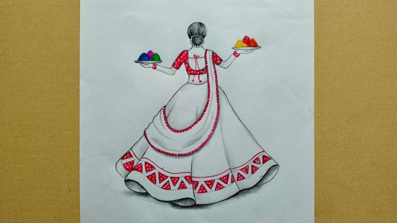 Holi easy drawing || holi special drawing || holi poster drawing || holi fastival drawing ||