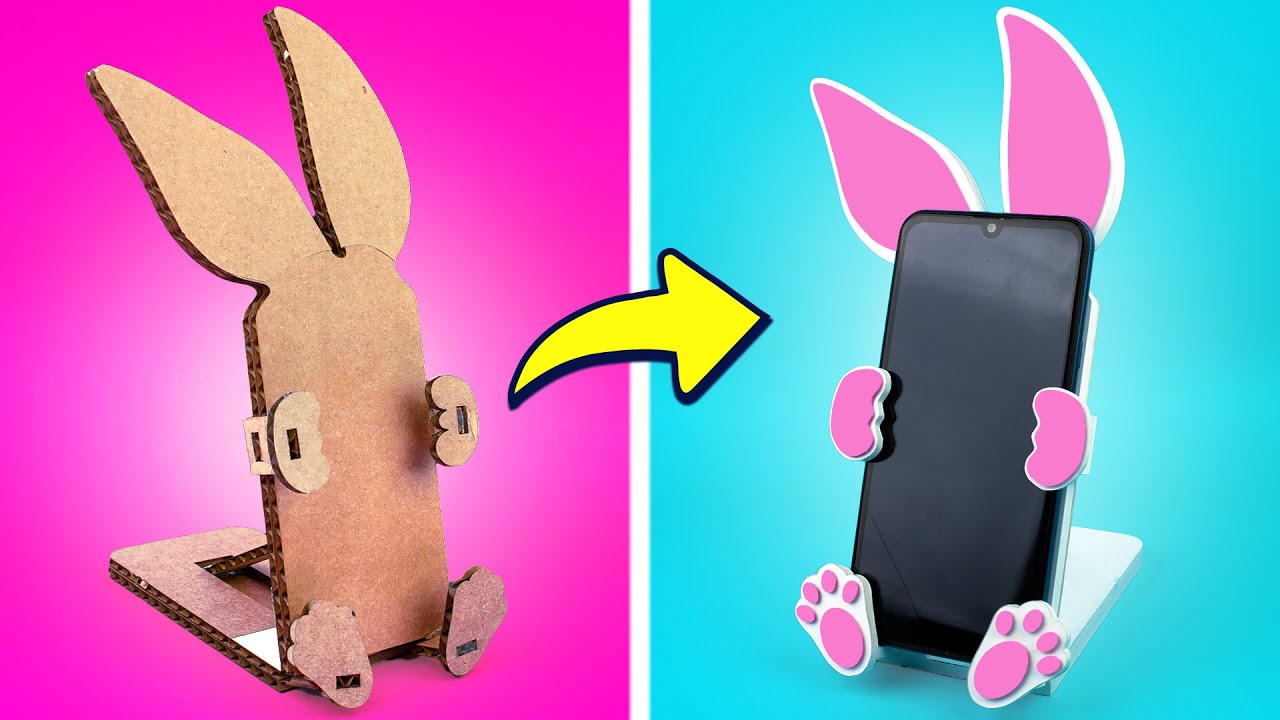 🐰Cómo hacer un soporte para celular articulado con cartulina📱Souvenir de Pascua| trípode fácil