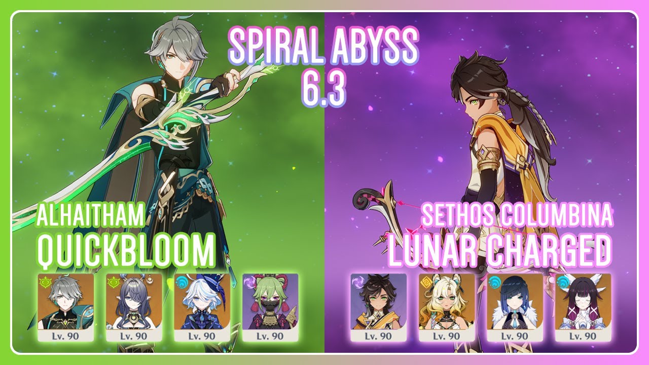 C0 Alhaitham Quickbloom & C6 Sethos Columbina Lunar Charged | NEW Spiral Abyss 6.3 | Genshin Impact