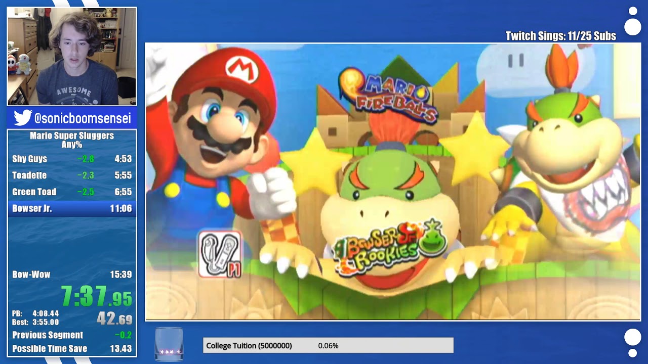 Mario Super Sluggers Any% in 15:28 (Former WR)