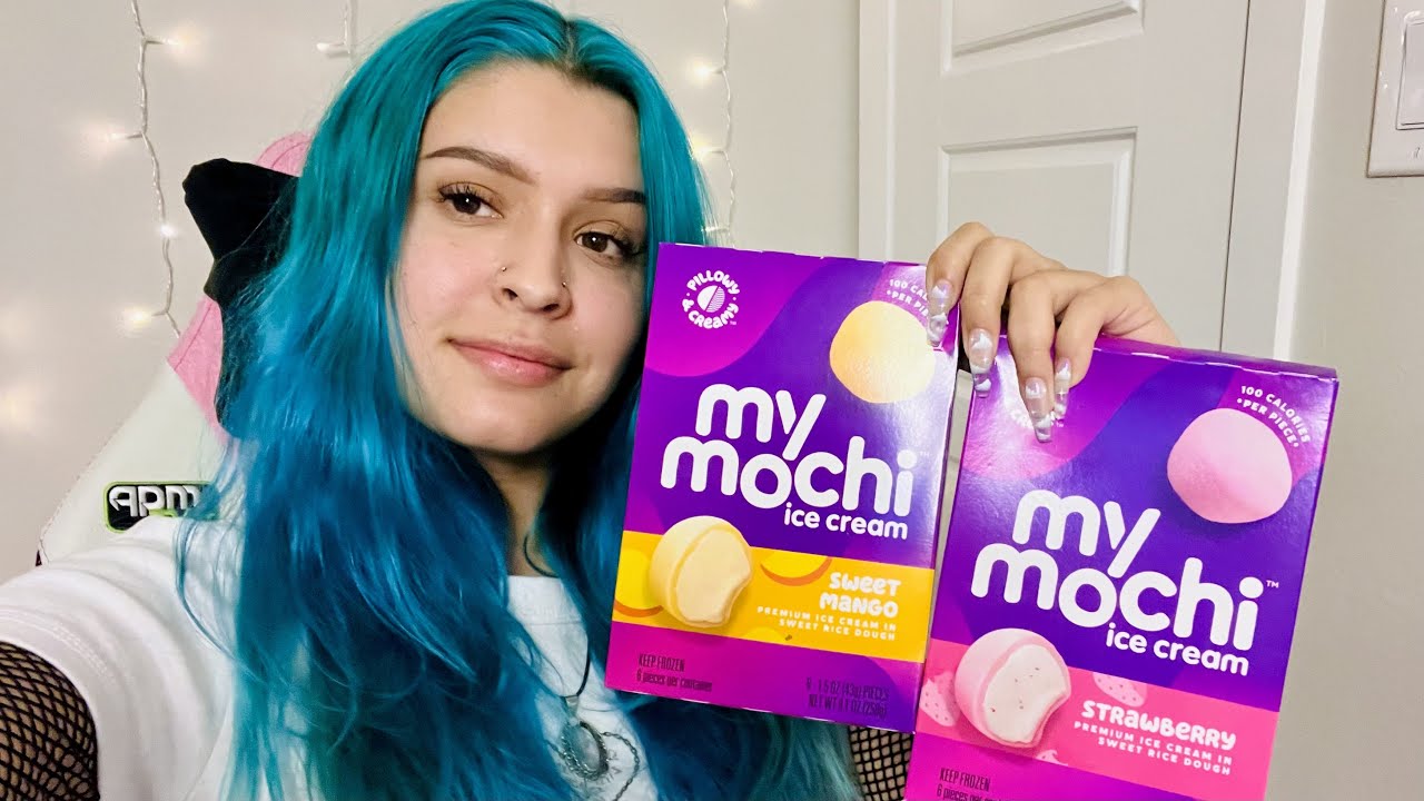 ASMR| mochi ice cream Mango Strawberry flavor 🍡