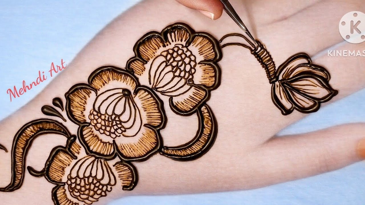 Cone designs simple flowers | Simple and beautiful cone designs | Aesthetic mehndi design