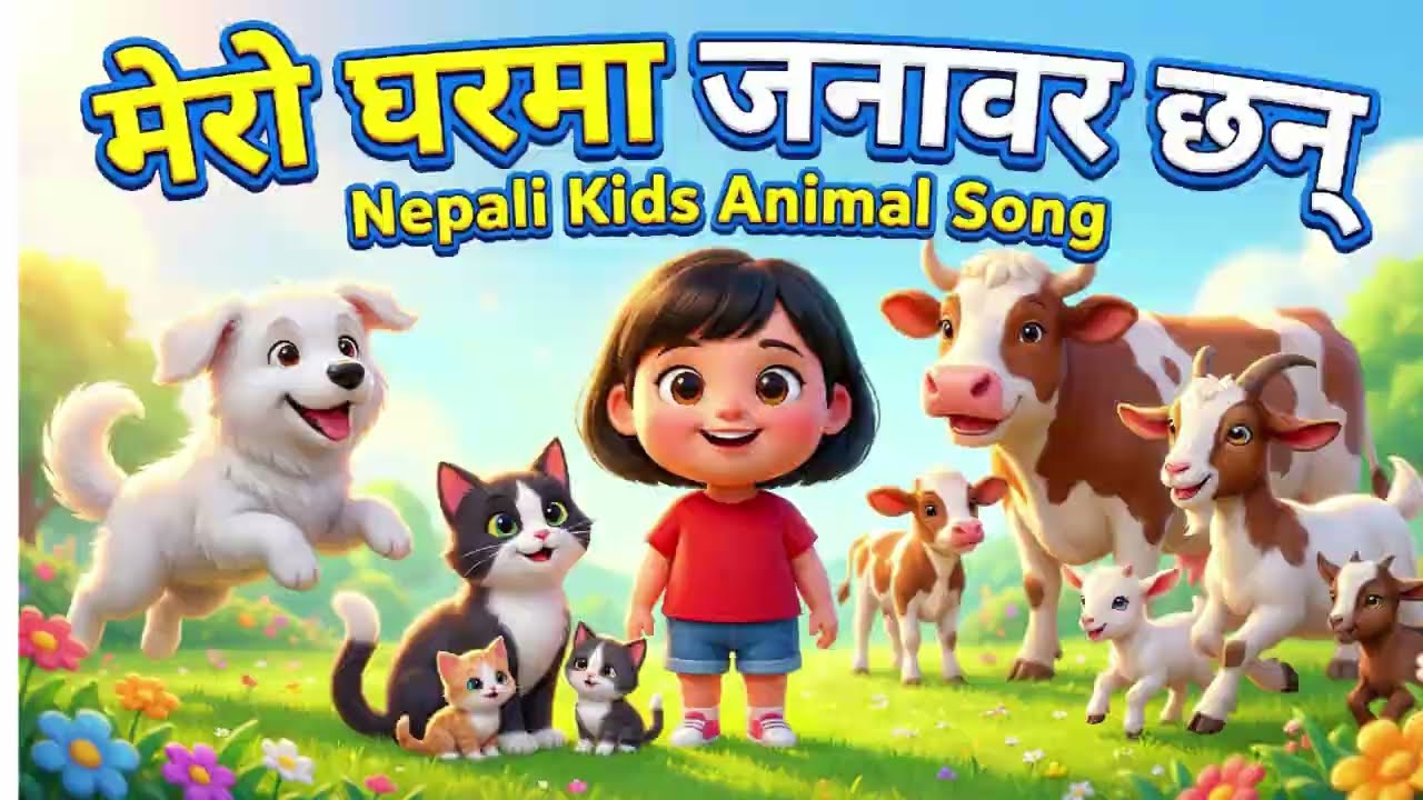 मेरो घरमा जनावर छन् | Nepali Kids Animal Song | Farm Animals Rhyme in Nepali