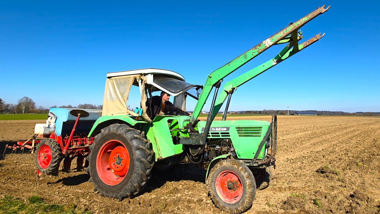 Deutz D 6206 mit Original Frontlader & ISARIA 6000/S 2,5 m bei der Sommergerste säen 2025 in Bayern!