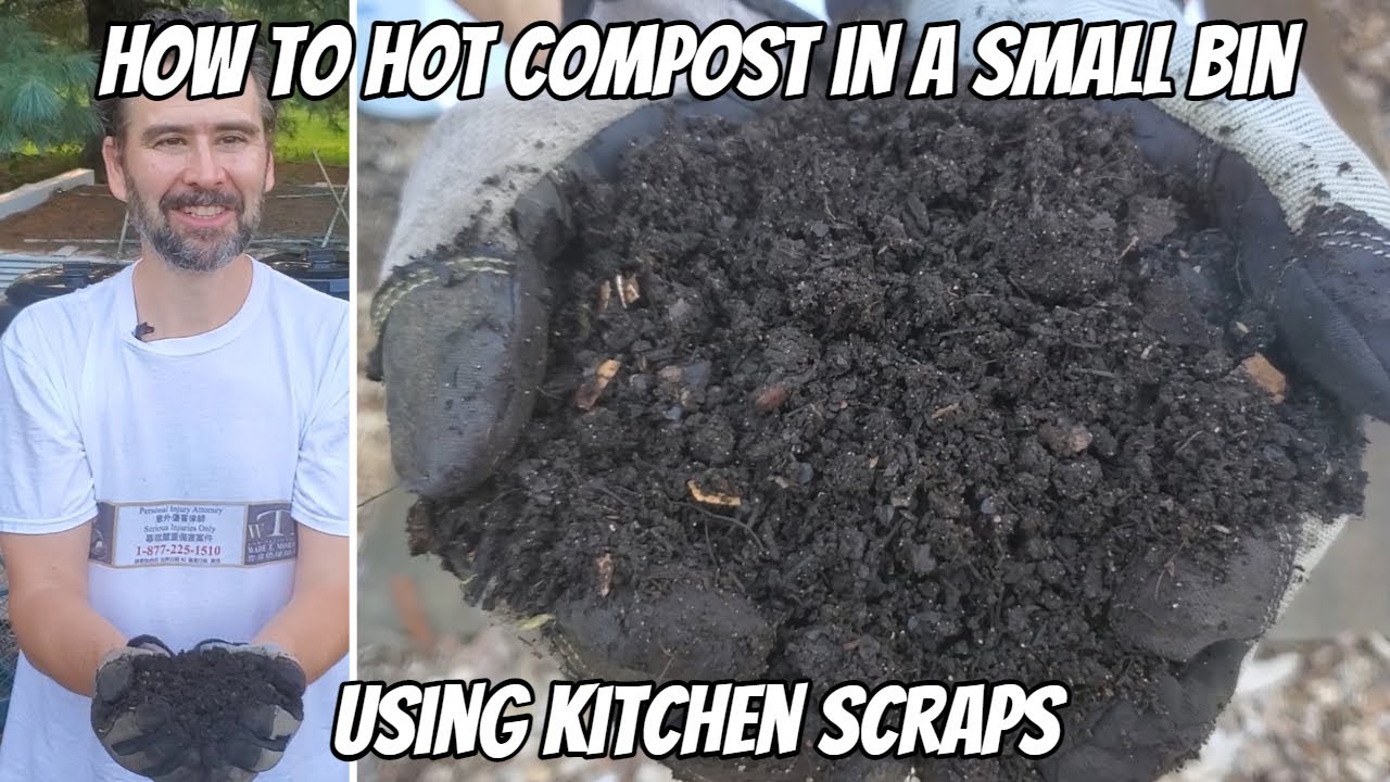 How to HOT COMPOST in a SMALL BIN using KITCHEN SCRAPS
