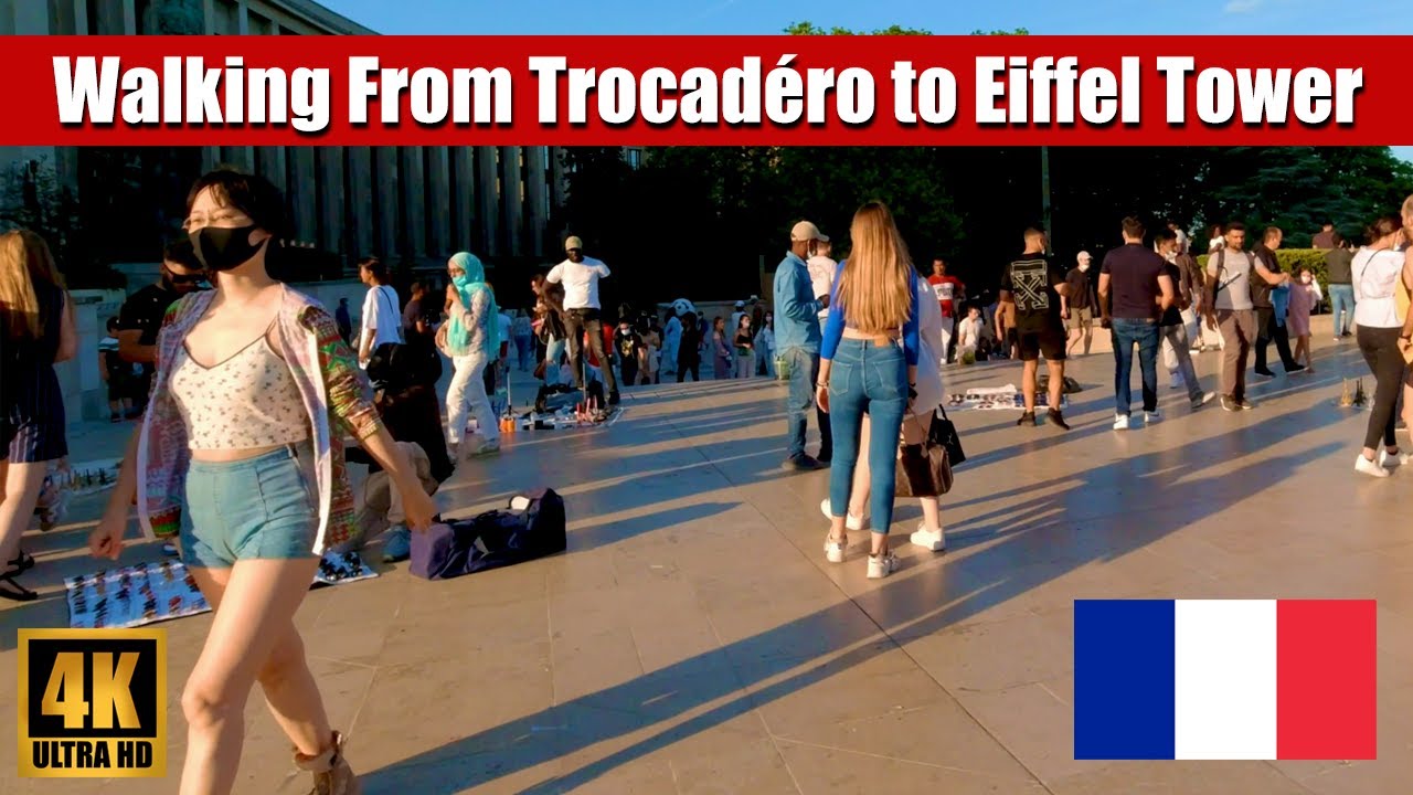 【4K】Trocadéro to Eiffel Tower | Paris Walking Tour June 2021 (Ultra HD 50fps)