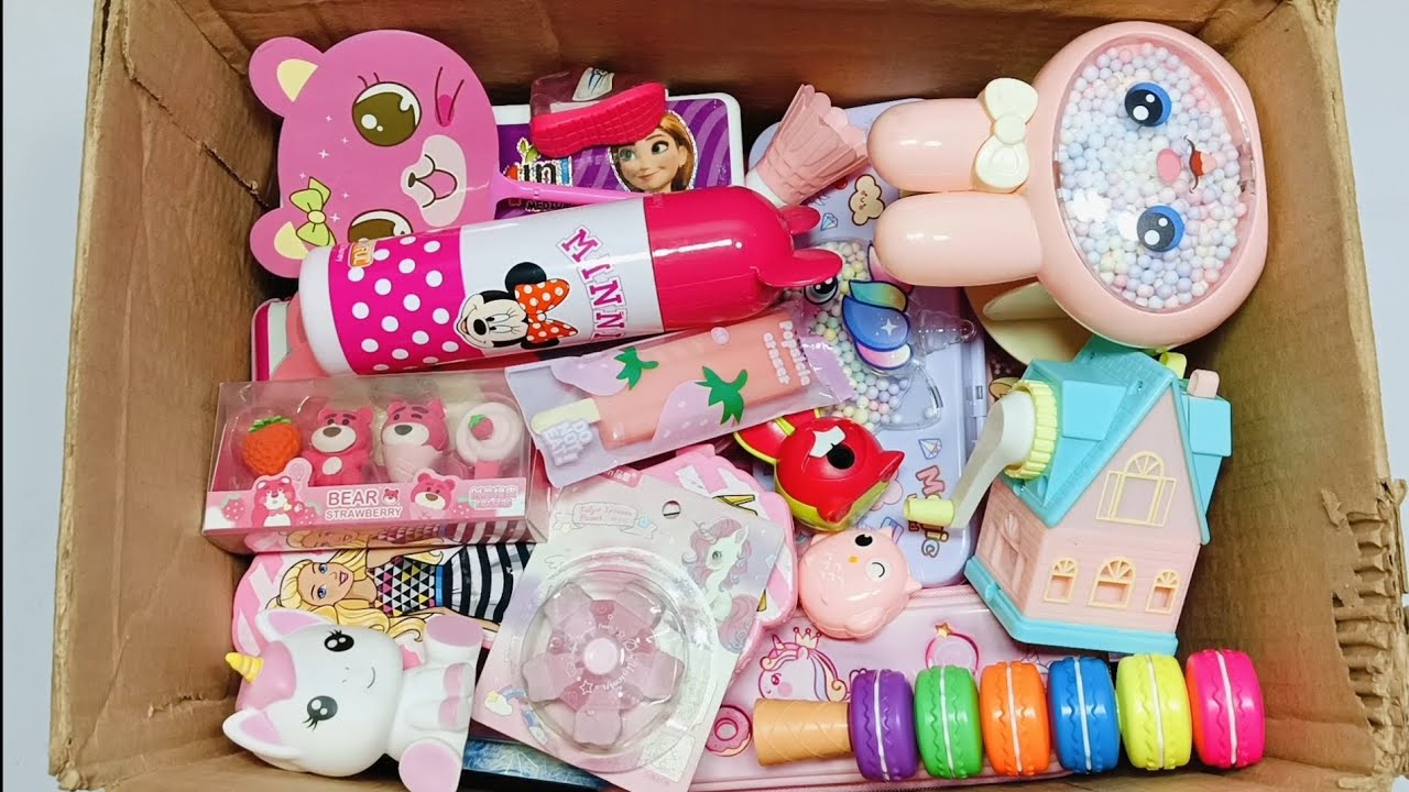 Box full of cute Stationery items- pencil box, geometry box, Higlighter pen, Eraser sharpener pack