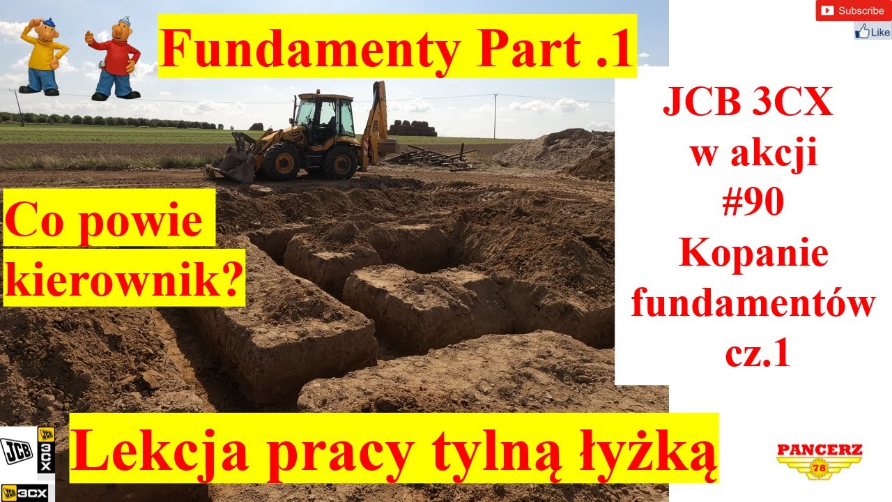 JCB 3CX w akcji. #90 Kopanie fundamentów part. 1. Co powie kierownik? . Lekcja pracy tylną łyżką.