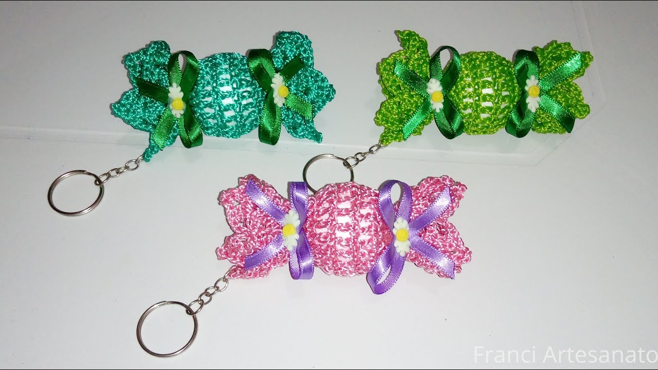 CHAVEIRO BOMBOM DE CROCHÊ - FRANCI ARTESANATO