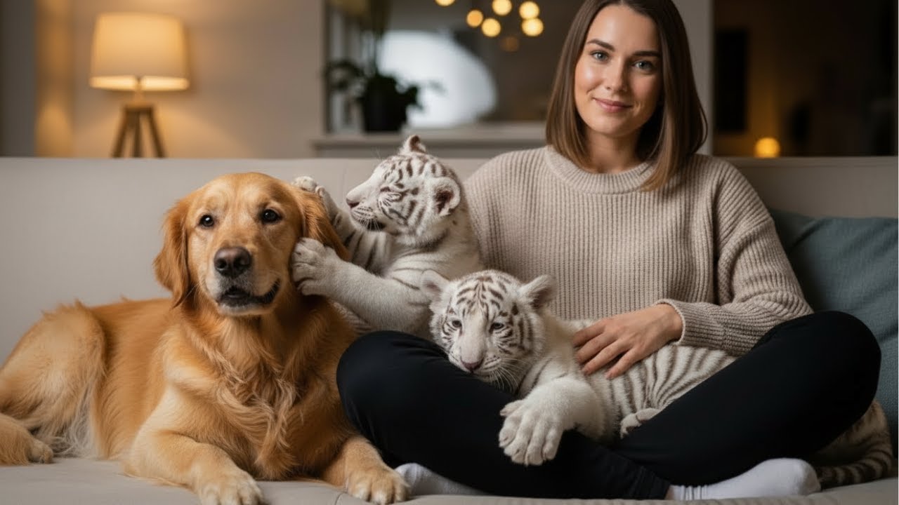 A Golden Retriever Raised 3 Wild White Tiger Cubs — The Cutest Family Ever 🐯🐶