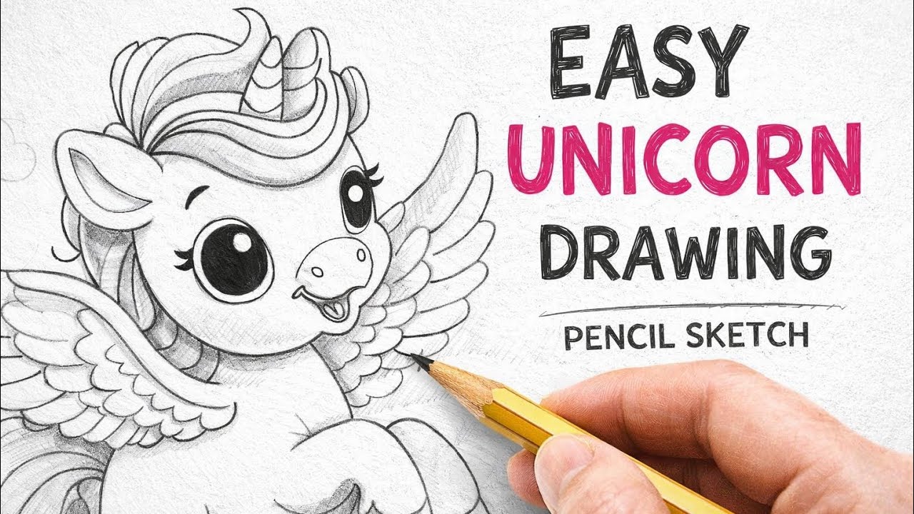 Cute Unicorn 🦄 Drawing Step by Step | Pencil Drawing for Kids & Beginners | Easy Drawing 🥰👍