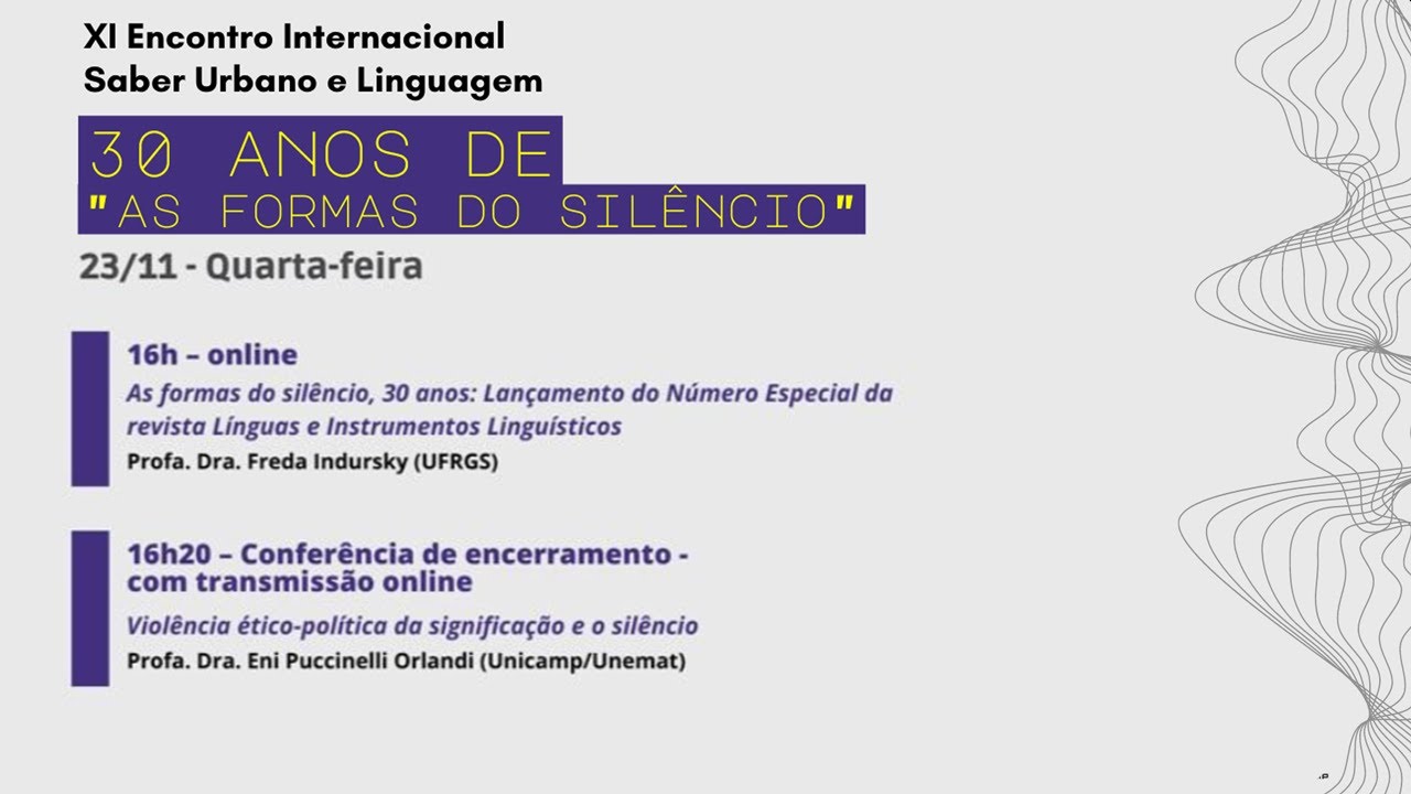 XI Encontro Internacional Saber Urbano e Linguagem 30 anos de 