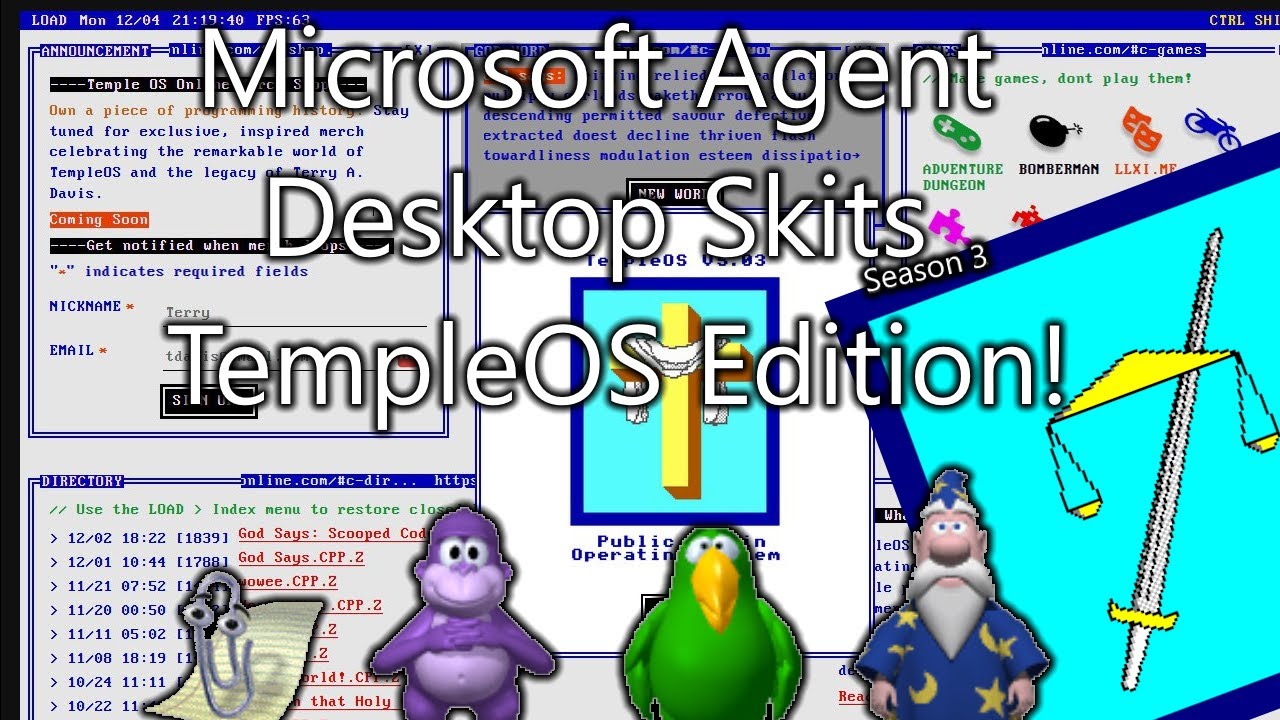 Microsoft Agent Desktop Skits - TempleOS Edition!