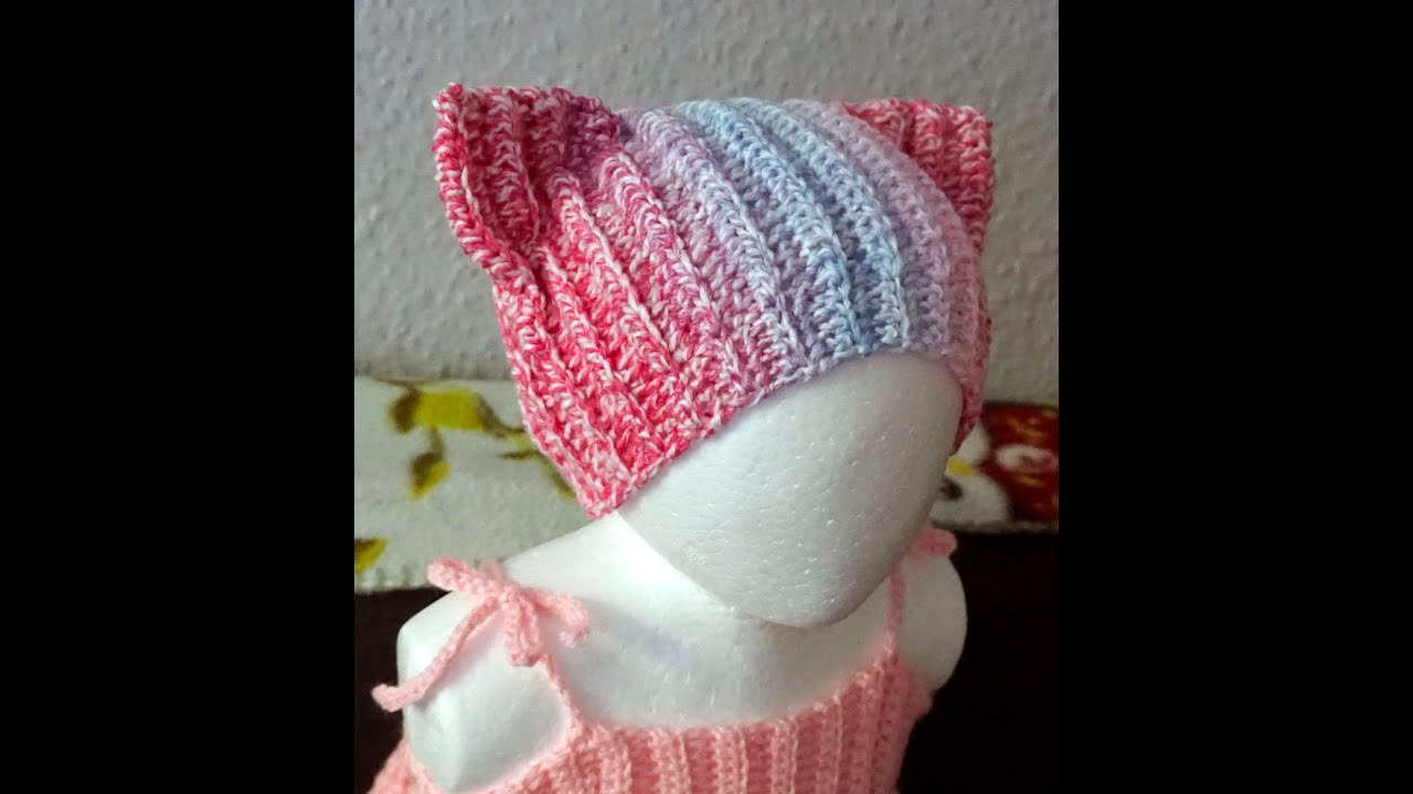 Anleitung gehäkelte Katzenohren Mütze / Tutorial Crocheted Cat Ears Hat