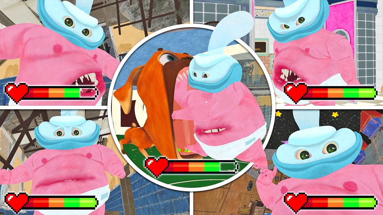 Dark Pals The 1st Floor - All BLINKY DRINKY Scenes in Bright Mode with Healthbars