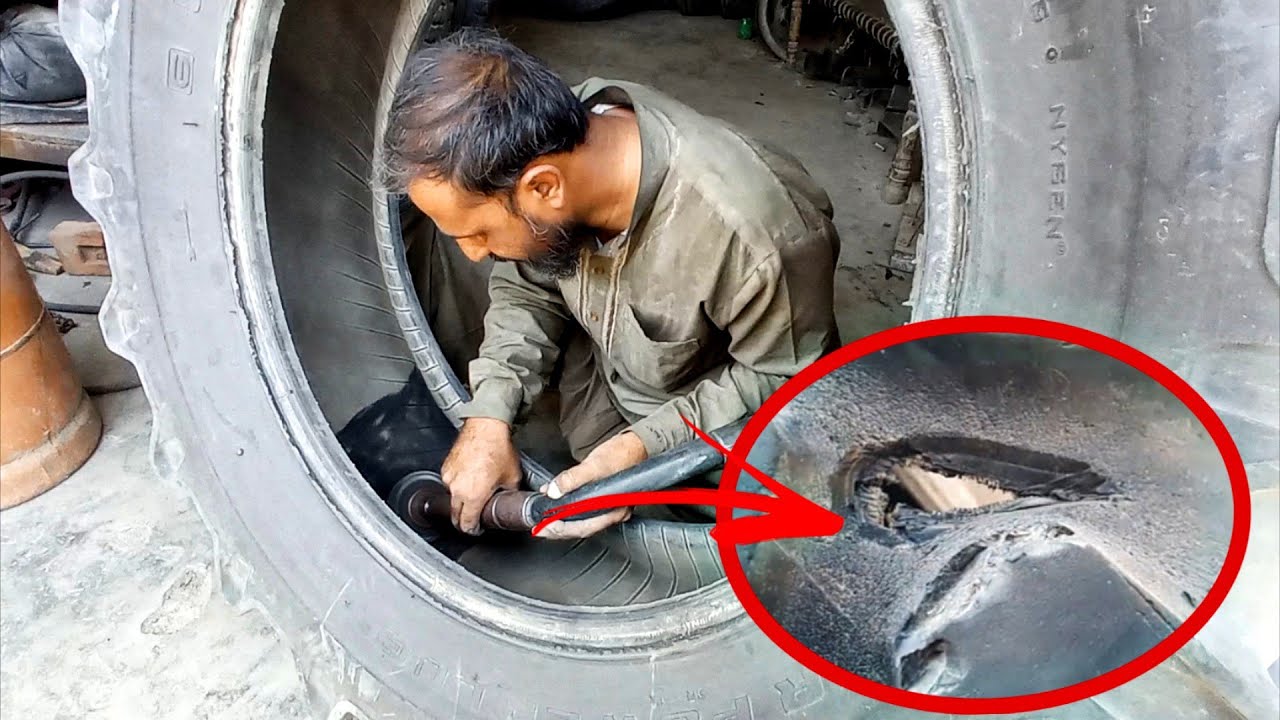 Amazing Technique of Repairing Tyre ||How to Repair Old Tractor Tyre ||