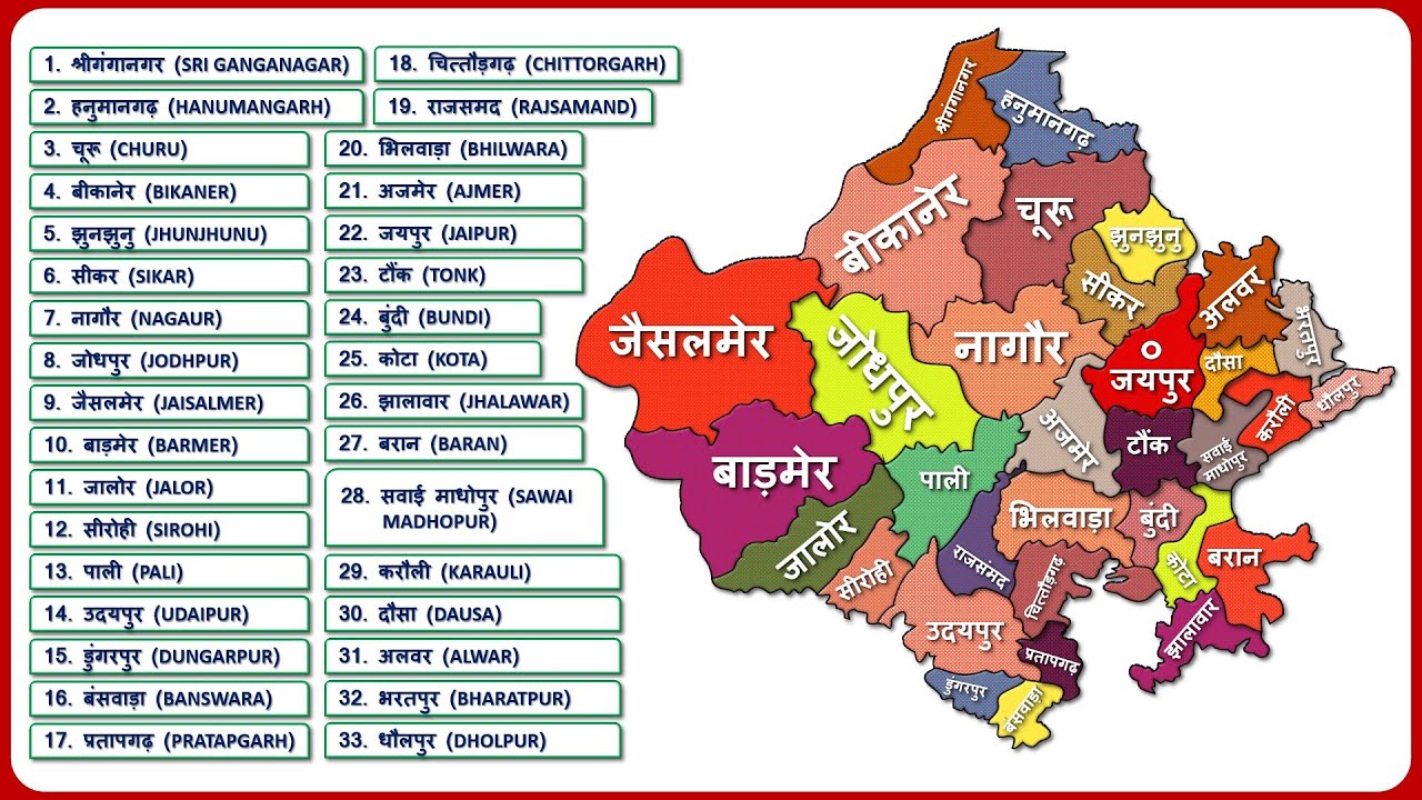 Rajasthan Districts (All Districts of Rajasthan) All 33 Districts of Rajasthan || Rajasthan Map