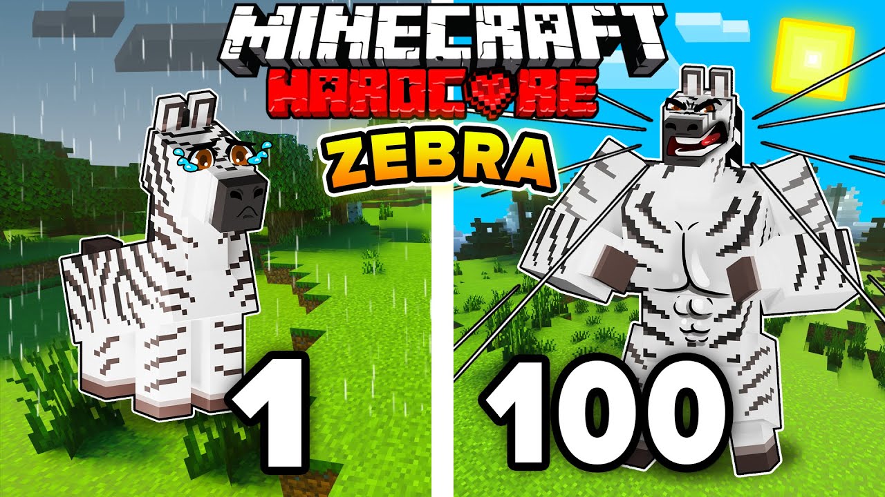 لقد نجوت 100 يومًا كحمار وحشي في HARDCORE Minecraft!