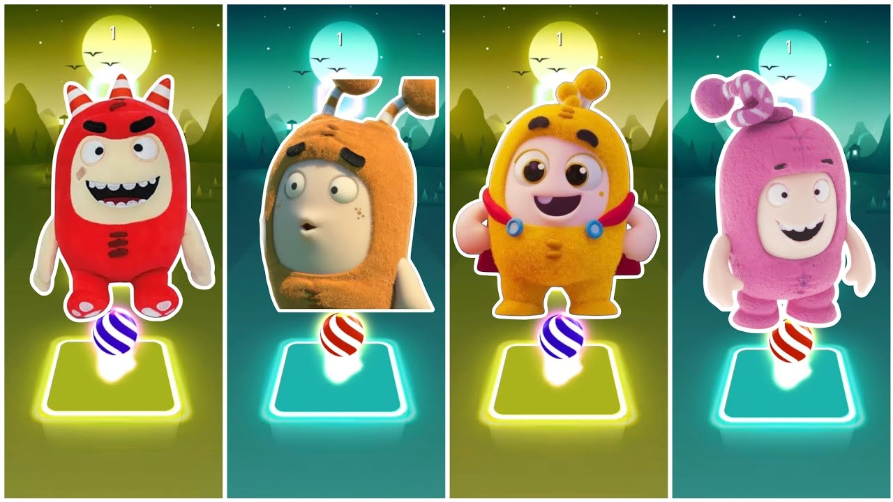 Oddbods Fuse VS Oddbods Slick Vs Oddbods Bubbles VS Oddbods Newt - Tiles Hop Edm Rush🎶