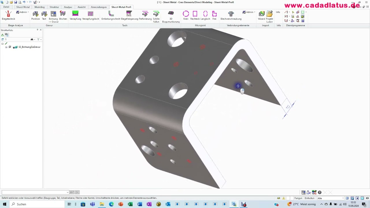 BohrungZuGravur aus Sheet-Metal-Profi Add-on für PTC Creo Elements Direct Modeling