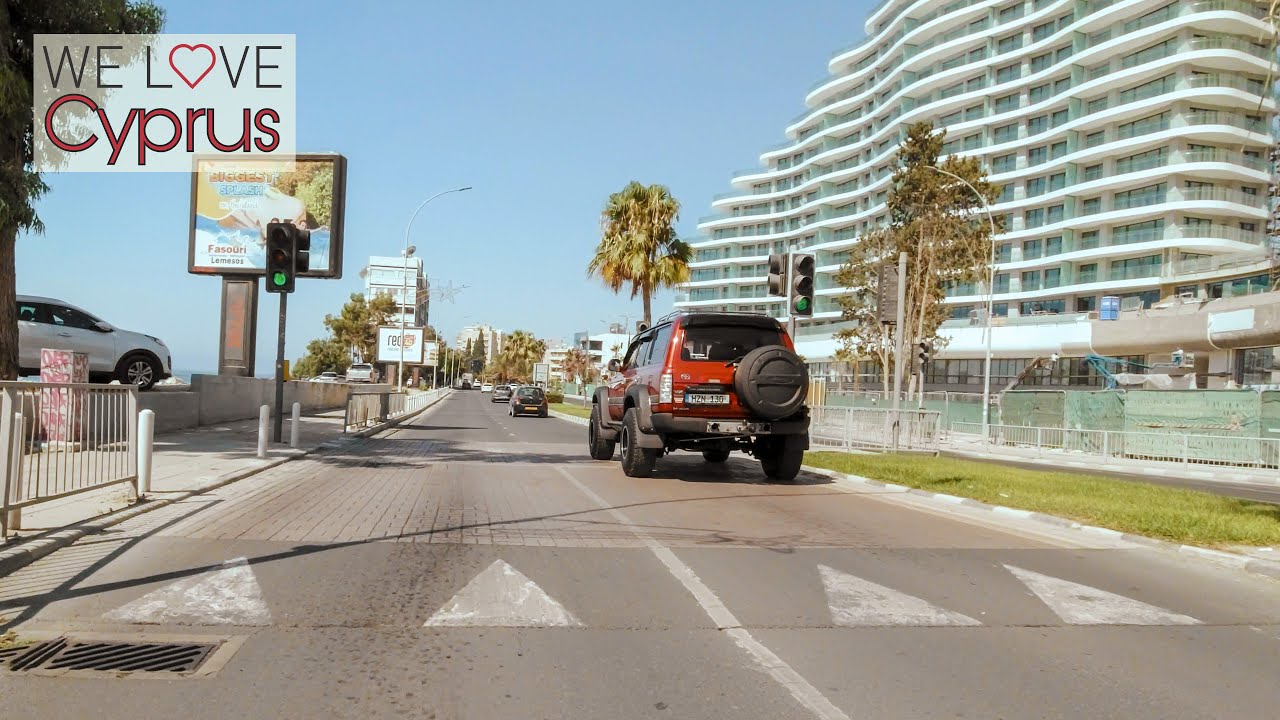 Driving in Limassol Seafront to the Marina, August 1st 2021