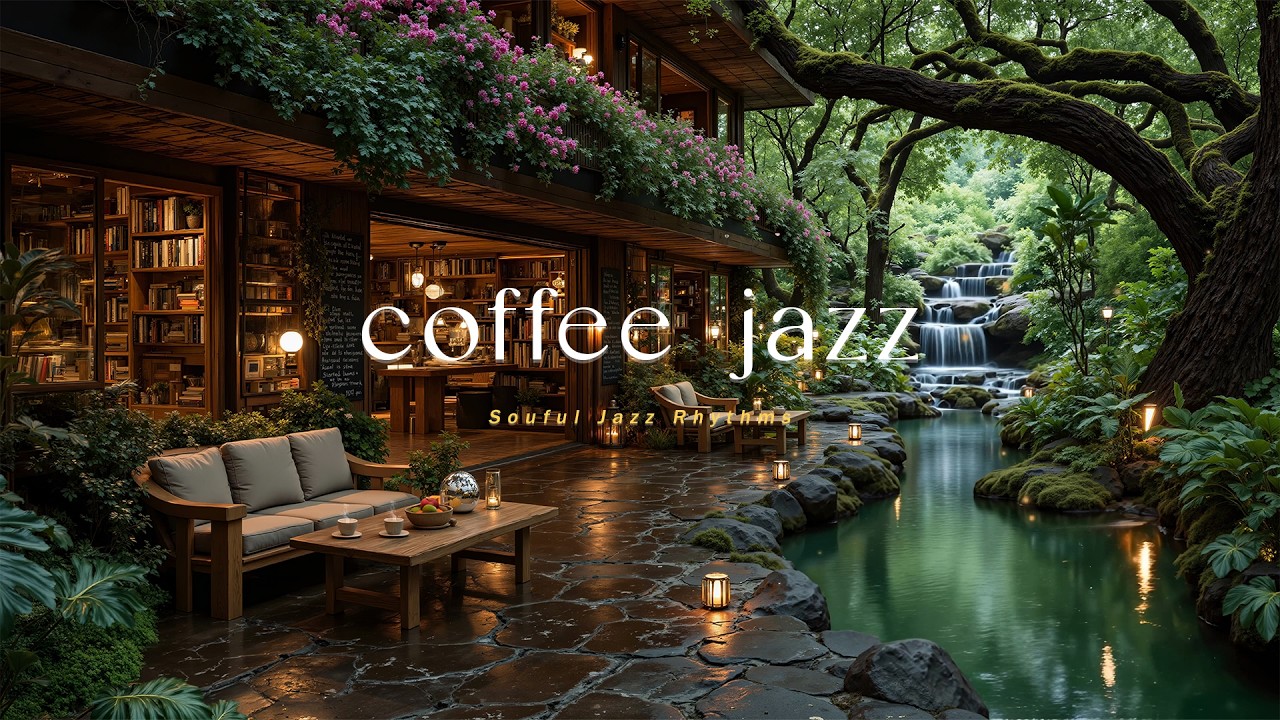 Tranquil Outdoor Coffee Shop Jazz by the Forest | Soft Jazz & Nature Sounds for Relaxation, Focus