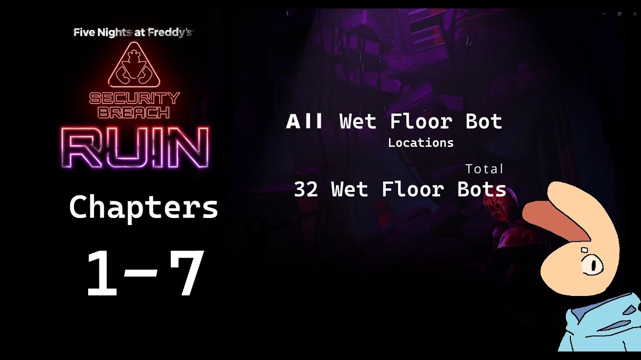 Security Breach Ruin DLC - ALL Wet Floor Bot Locations - Chapters 1 - 7