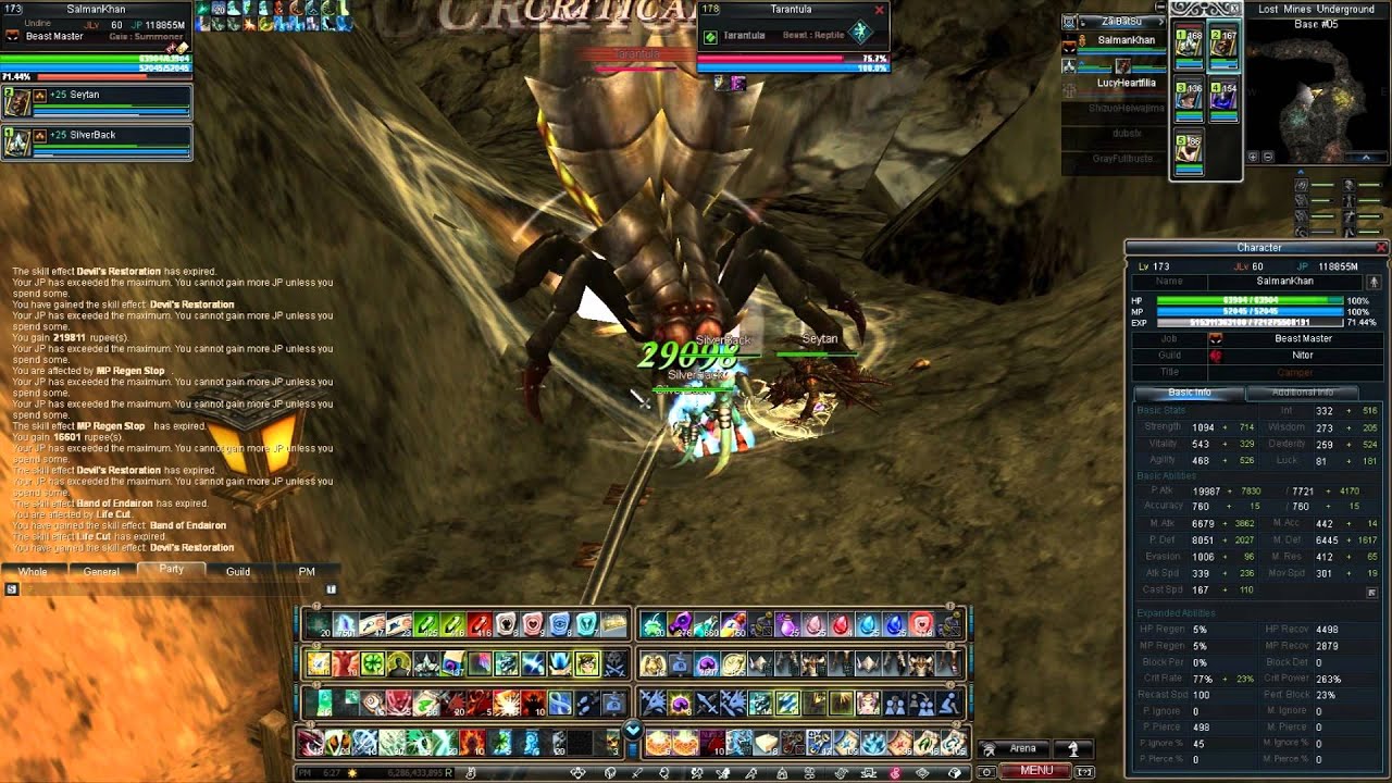 Rappelz Undine: 9.1 - Lv.173 SalmanKhan Beastmaster Lost Mine Stage 4 Solo. 502+ atk speed plateau