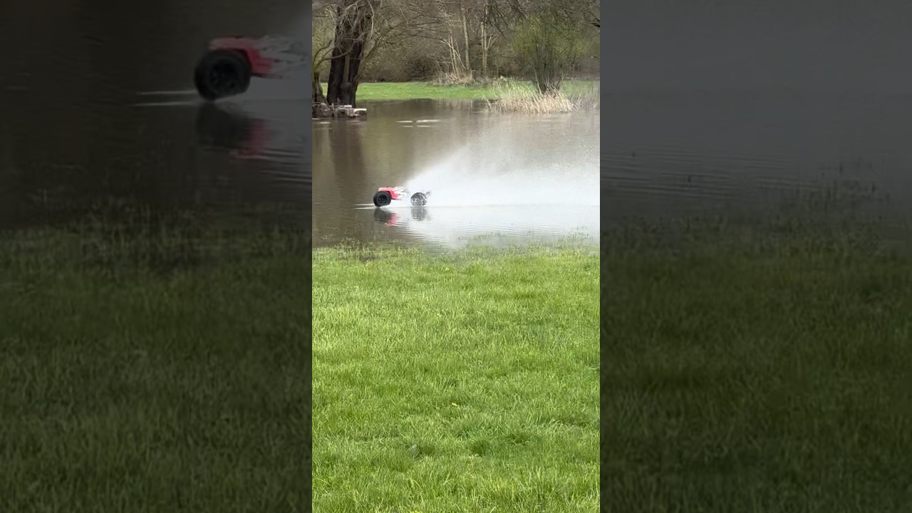 RC Car batteries die while driving on TOP of the water 😅 #rccar
