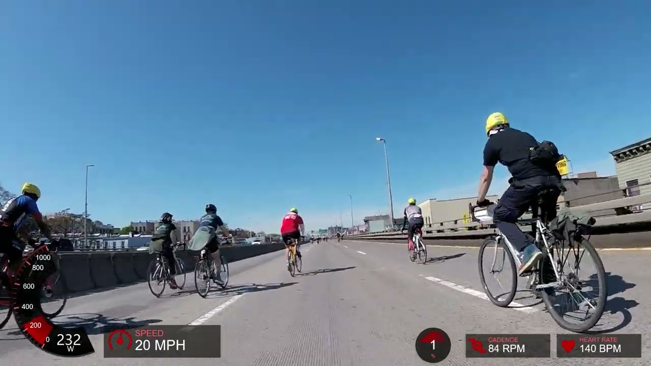 Five Boro Bike Tour BQE with Data Overlays - May 7th 2023
