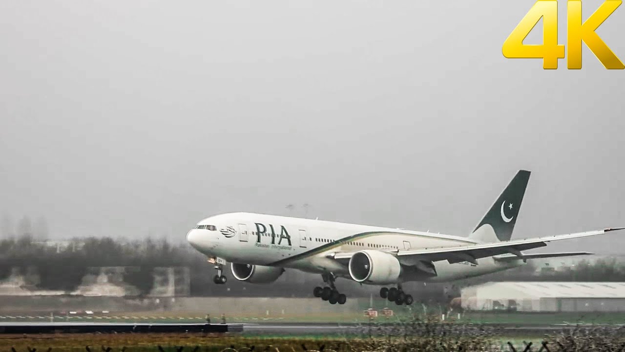 Pakistan International Airlines AP-BGY Landing At Manchester Airport In Heavy FOG