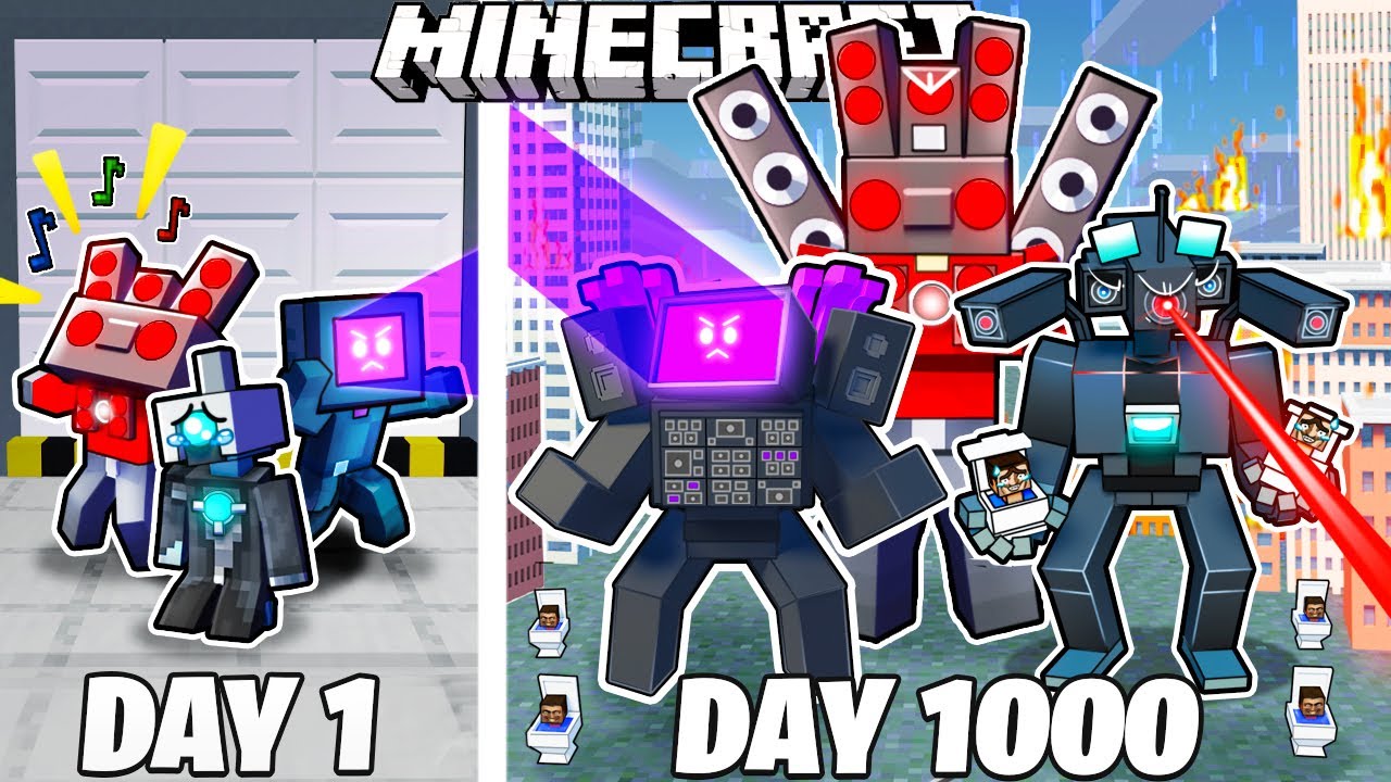 I Survived 1000 Days of SKIBIDI TOILET WAR in Minecraft!