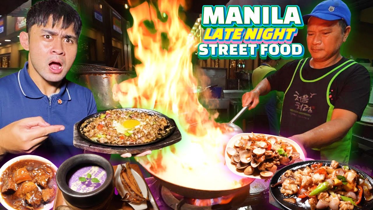 Filipino LATE NIGHT Street Food Tour in Manila🇵🇭Pinoy Street Food After Dark! Pares, Sisig, Mami