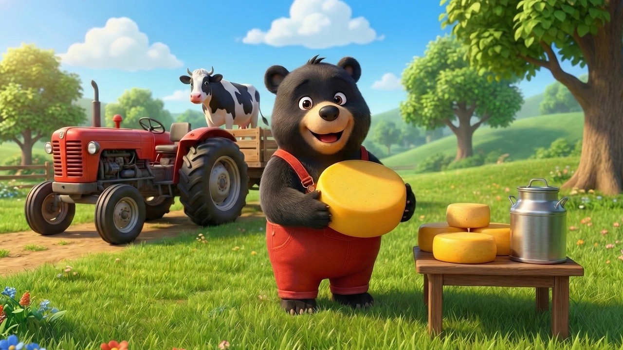 🐄 Fresh Milk from the Farm! Bear Farmer Makes Delicious Cheese 🧀🐻 | Vehicles Farm Animated