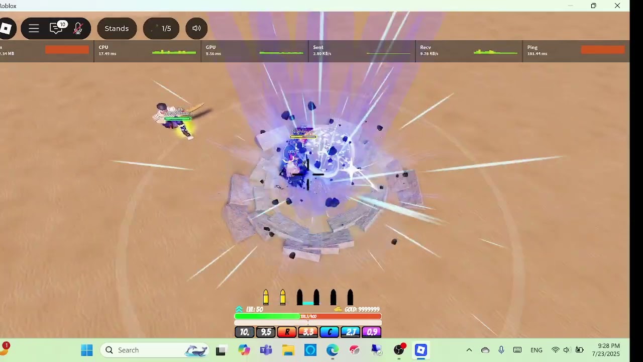 Emperor vs Star Platinum on high ping (roblox jojo world of stands battle arena)
