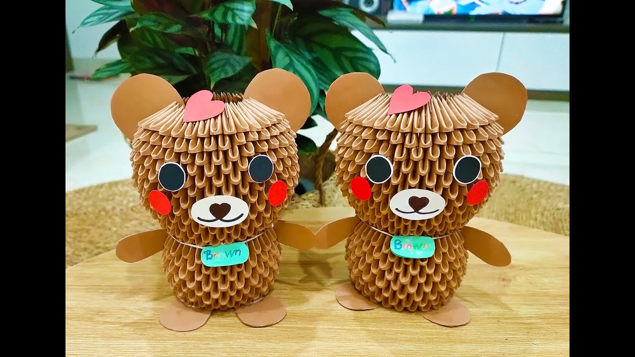 How to make 3D Origami Brown bear ? [Gấu Brown Origami 3D]