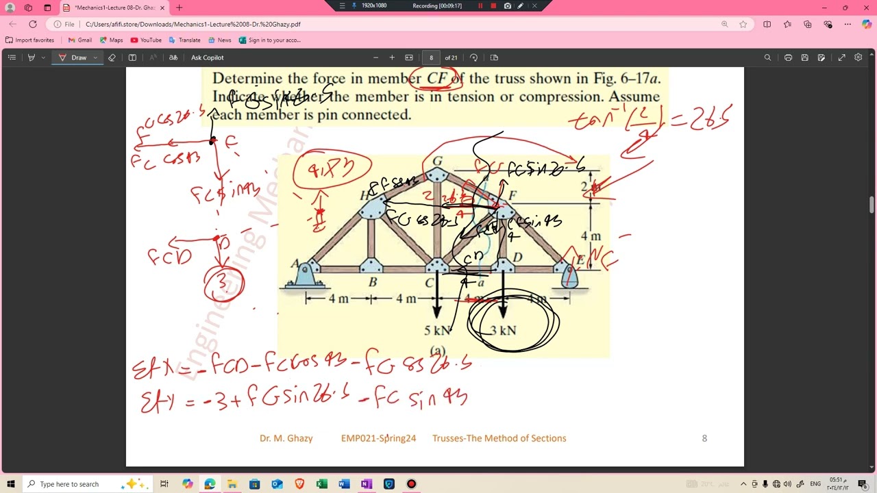 Trusses-Structural Analysis-the method of sections part 2 